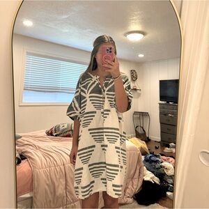 Emerson Fry, green and white patterned dress